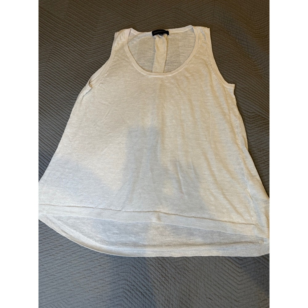 Banana Republic White Sleeveless Knit Tank Top Scoop Neck Pleat Back Medium